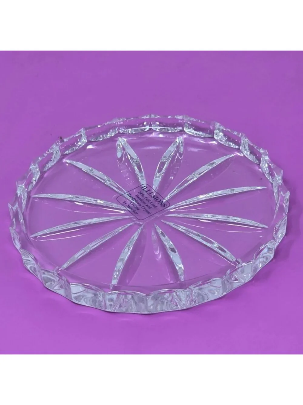 Set Of 4 Illusions 24% Lead Crystal Hand-Cut Coasters From Croatia By Samobor